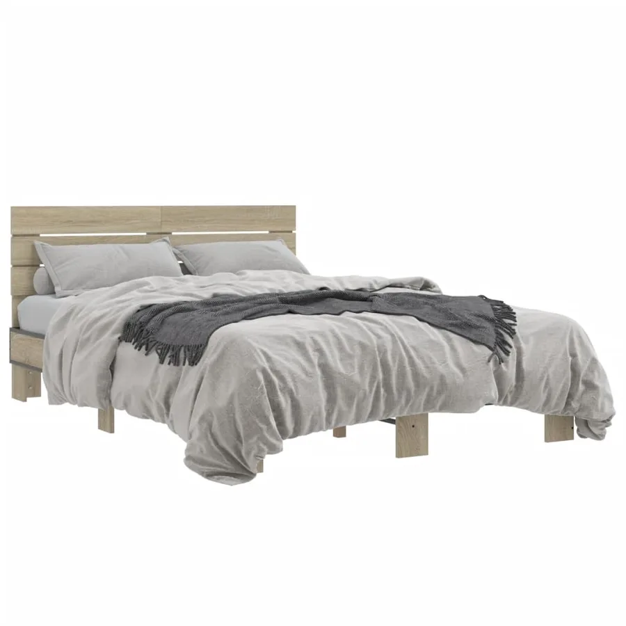 Cadre de lit sans matelas chêne sonoma 140x200 cm - 2