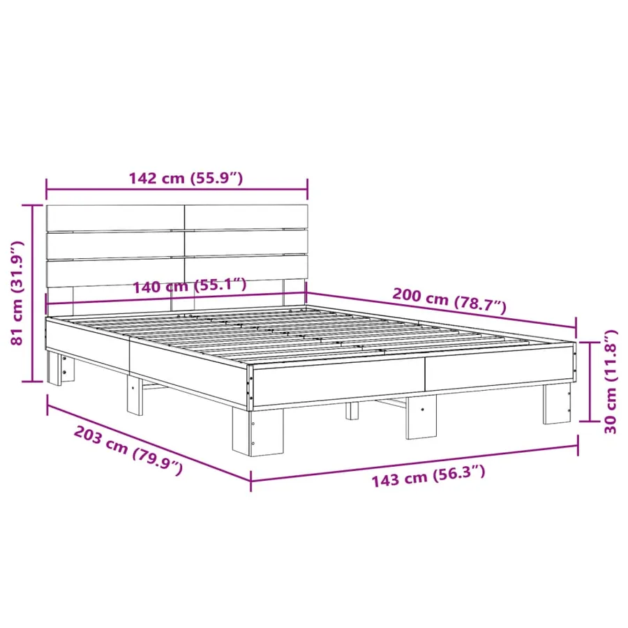 Cadre de lit sans matelas chêne sonoma 140x200 cm - 9
