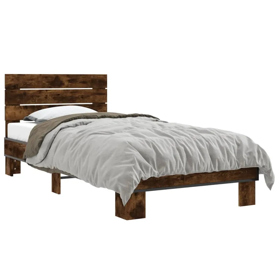 Cadre de lit sans matelas chêne fumé 100x200 cm - 2