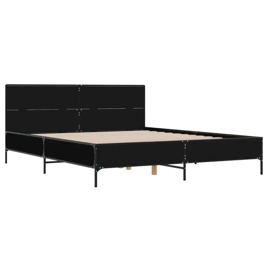 Cadre de lit sans matelas noir 135x190 cm - 3