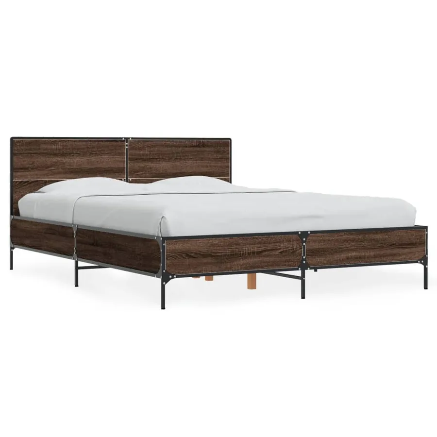 Cadre de lit sans matelas chêne marron 135x190 cm - 2