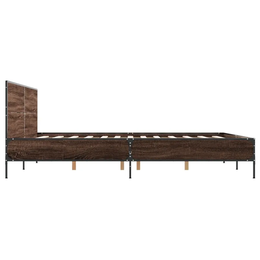 Cadre de lit sans matelas chêne marron 135x190 cm - 5