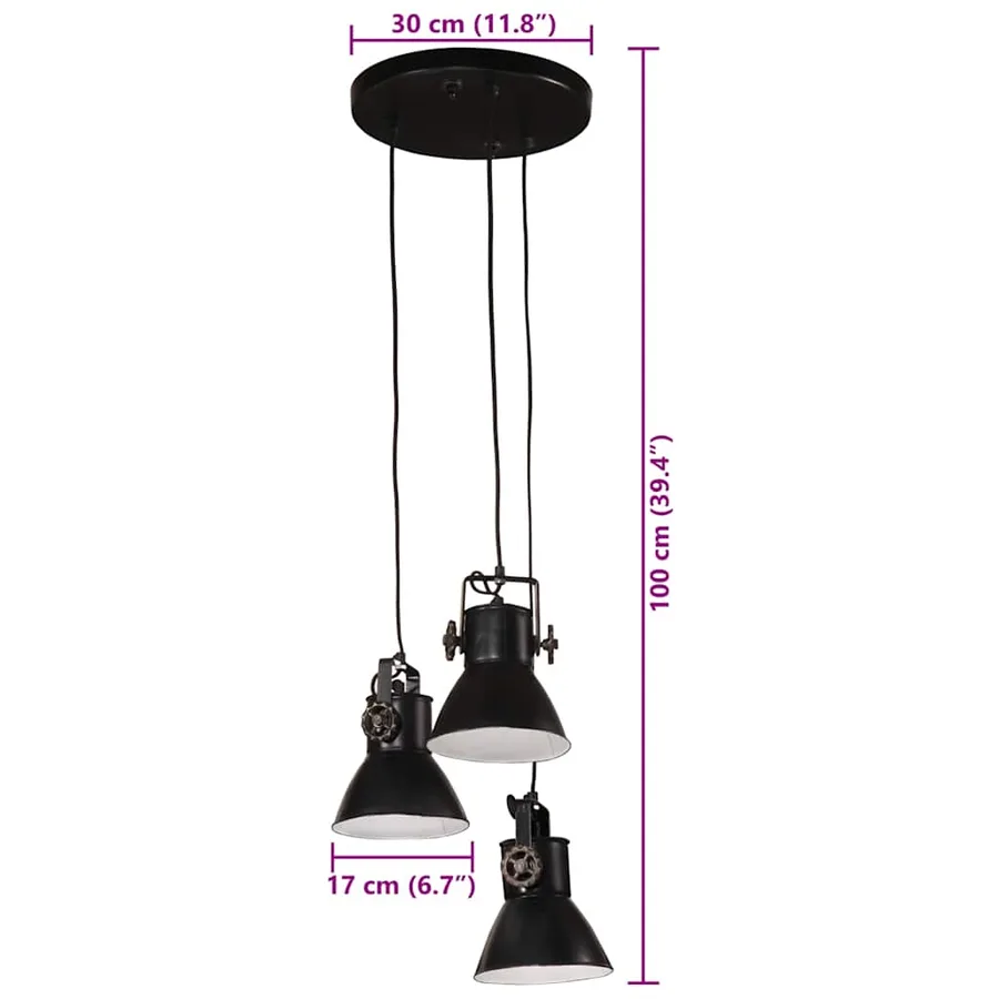 Lampe suspendue 25 W noir 30x30x100 cm E27 - 9