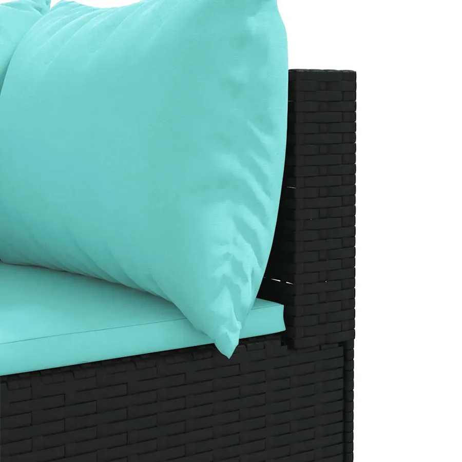 Salon de jardin 6 pcs avec coussins Noir Résine tressée - 7