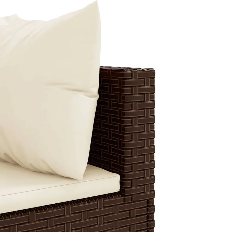 Salon de jardin 5 pcs avec coussins Marron Résine tressée - 8