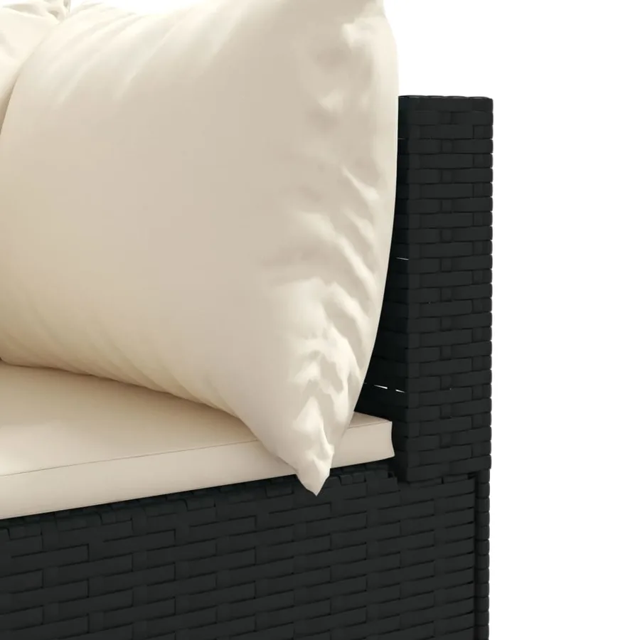 Salon de jardin 4 pcs avec coussins Noir Résine tressée - 6