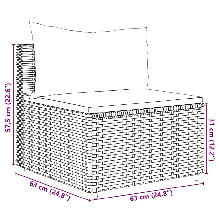 Salon de jardin 5 pcs avec coussins Noir Résine tressée - 10