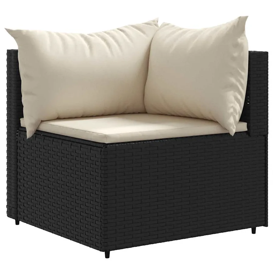 Salon de jardin 5 pcs avec coussins Noir Résine tressée - 4