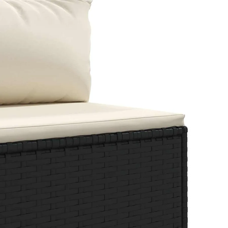 Salon de jardin 5 pcs avec coussins Noir Résine tressée - 6