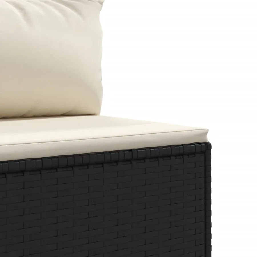 Salon de jardin 5 pcs avec coussins Noir Résine tressée - 7