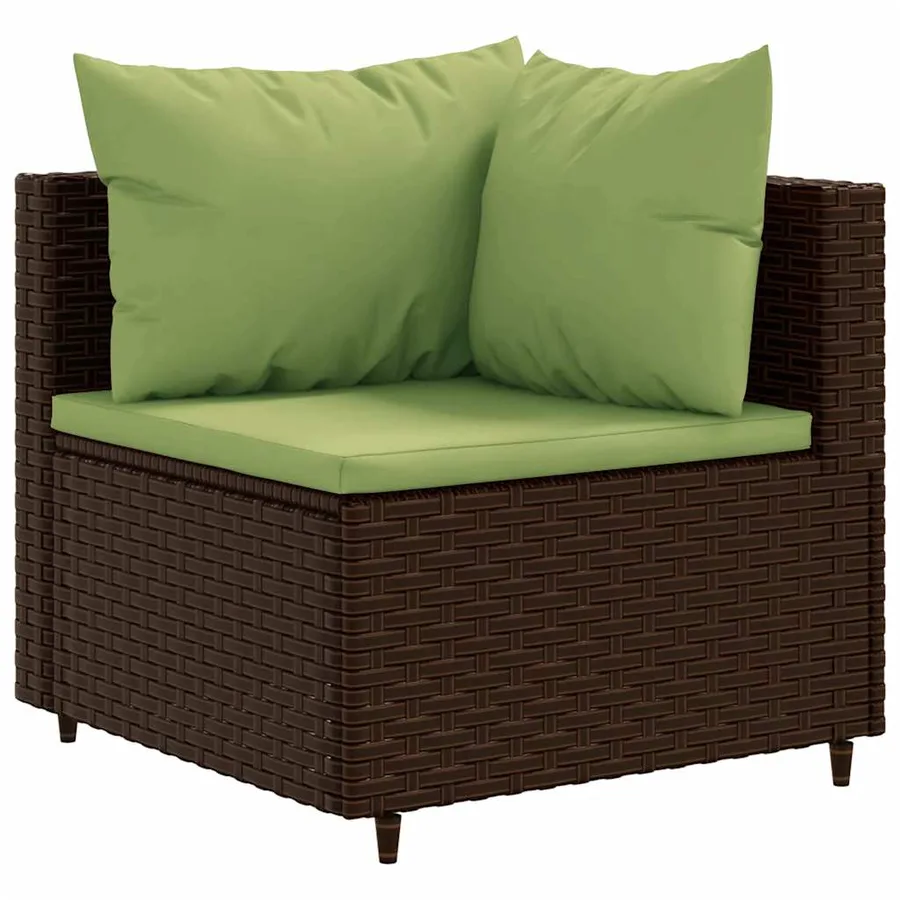 Salon de jardin avec coussins 7 pcs marron résine tressée - 3