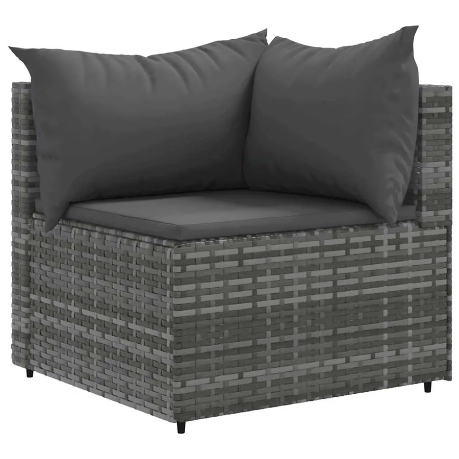 Salon de jardin 4 pcs avec coussins Gris Résine tressée - 3