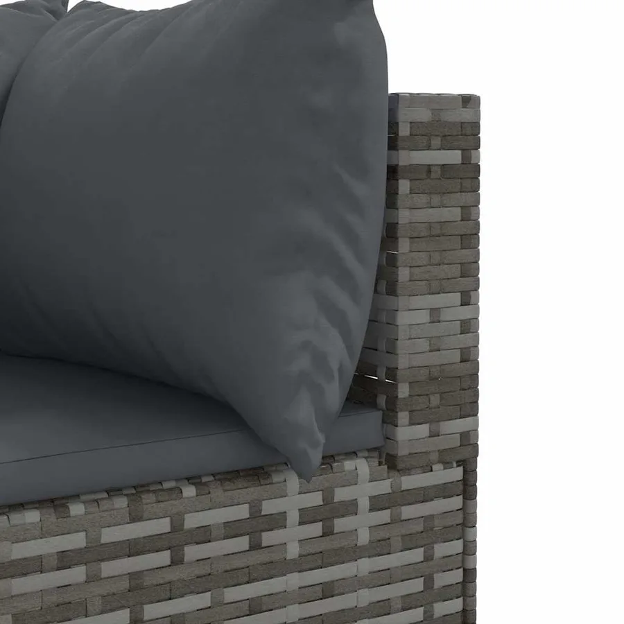 Salon de jardin 4 pcs avec coussins Gris Résine tressée - 6
