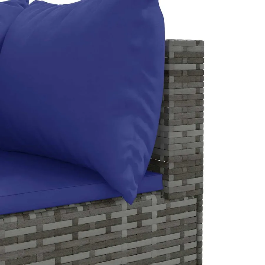 Salon de jardin 7 pcs avec coussins Gris Résine tressée - 8
