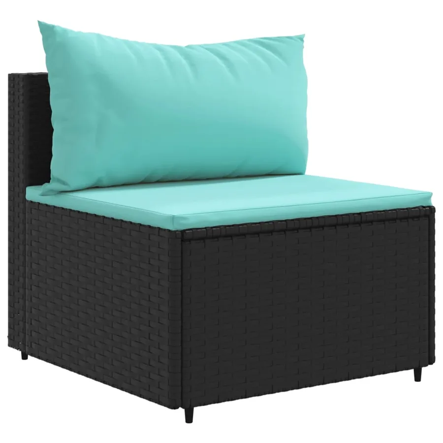 Salon de jardin 10 pcs avec coussins noir résine tressée - 4