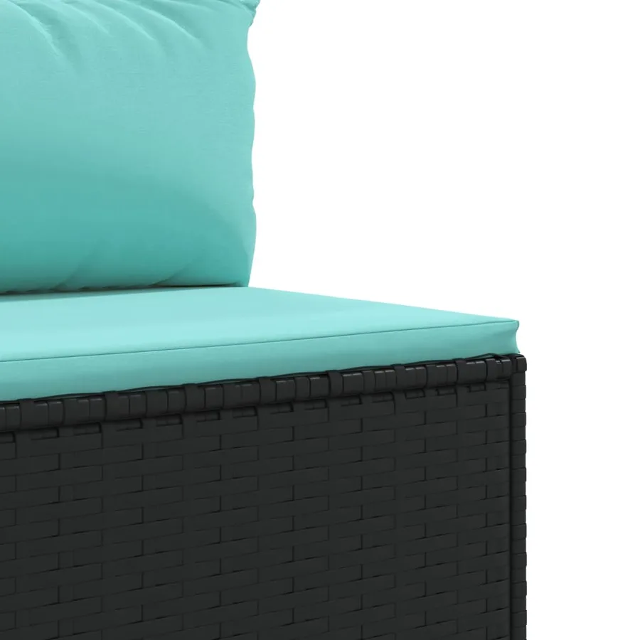 Salon de jardin 10 pcs avec coussins noir résine tressée - 6