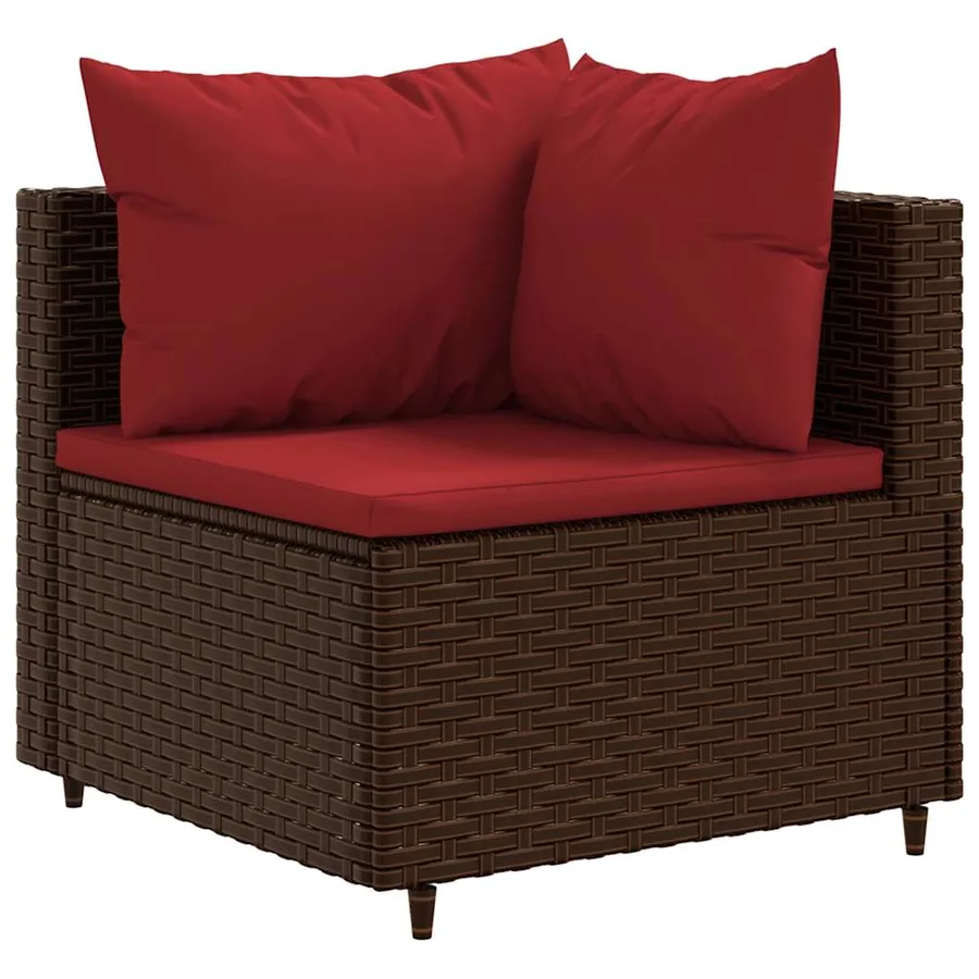 Salon de jardin avec coussins 7 pcs marron résine tressée - 3