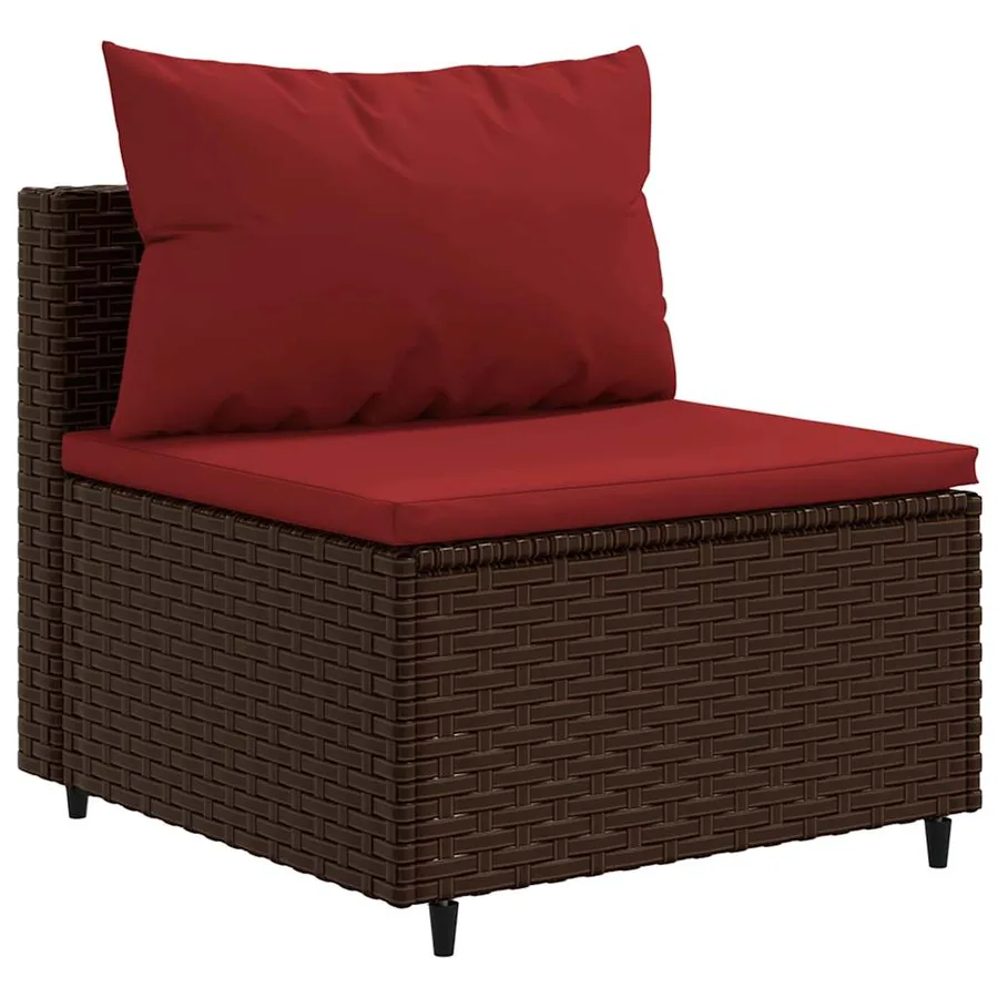 Salon de jardin avec coussins 7 pcs marron résine tressée - 4