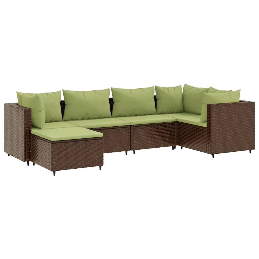 Salon de jardin 6 pcs avec coussins Marron Résine tressée - 2