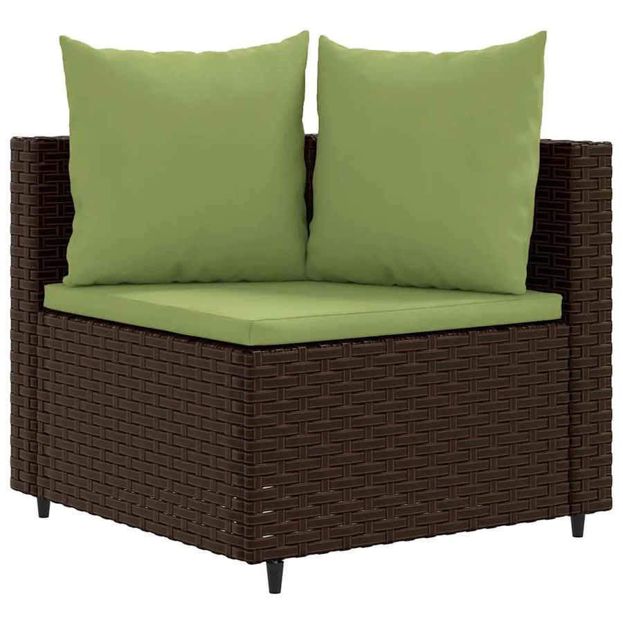 Salon de jardin 4 pcs avec coussins marron résine tressée - 3