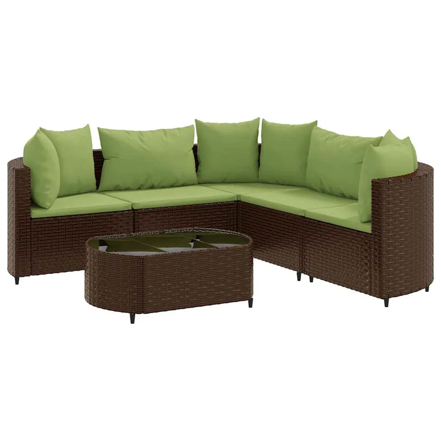 Salon de jardin avec coussins 6 pcs marron résine tressée - 2