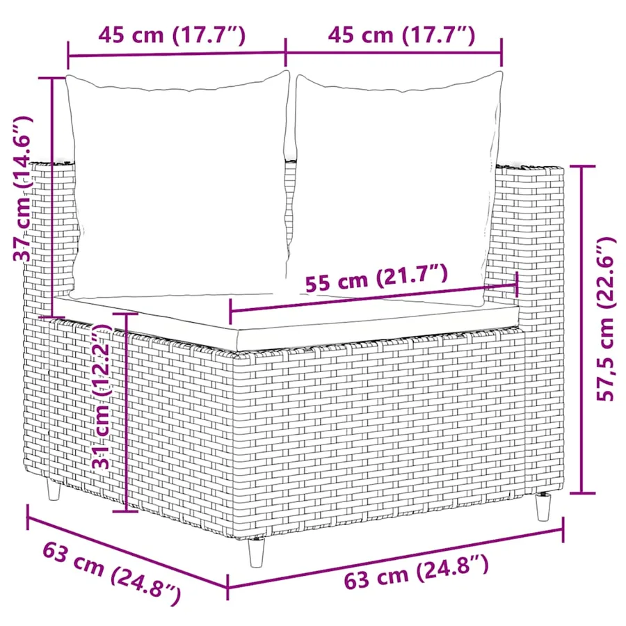 Salon de jardin avec coussins 7 pcs gris résine tressée - 10