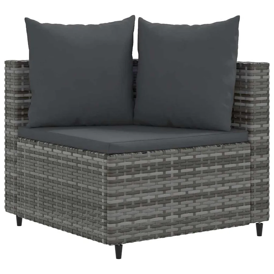 Salon de jardin avec coussins 7 pcs gris résine tressée - 3