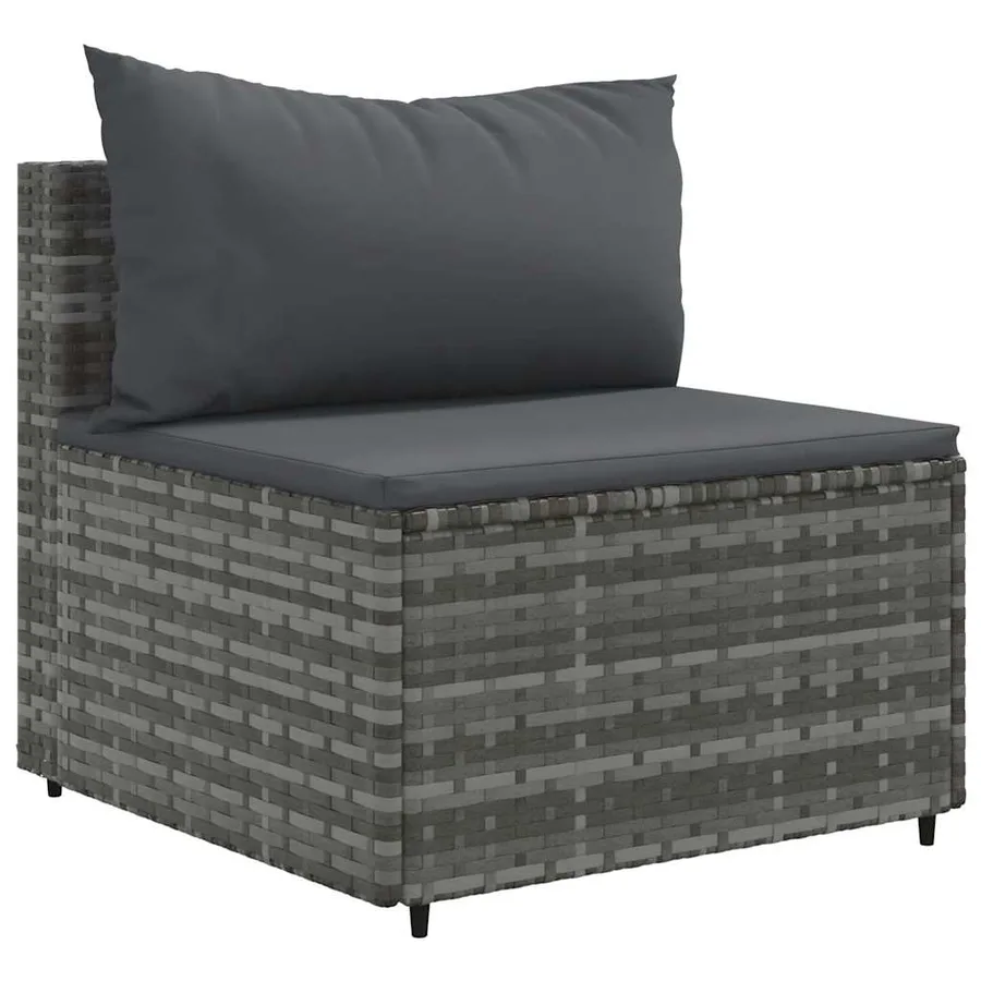 Salon de jardin avec coussins 7 pcs gris résine tressée - 4