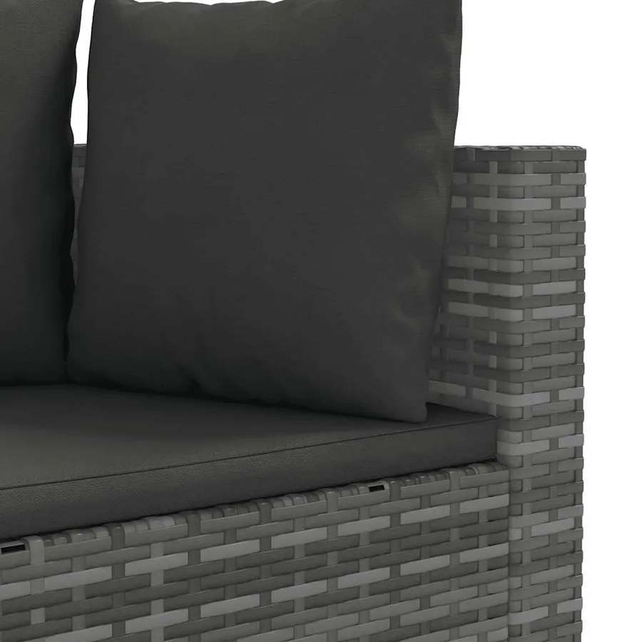 Salon de jardin avec coussins 7 pcs gris résine tressée - 6