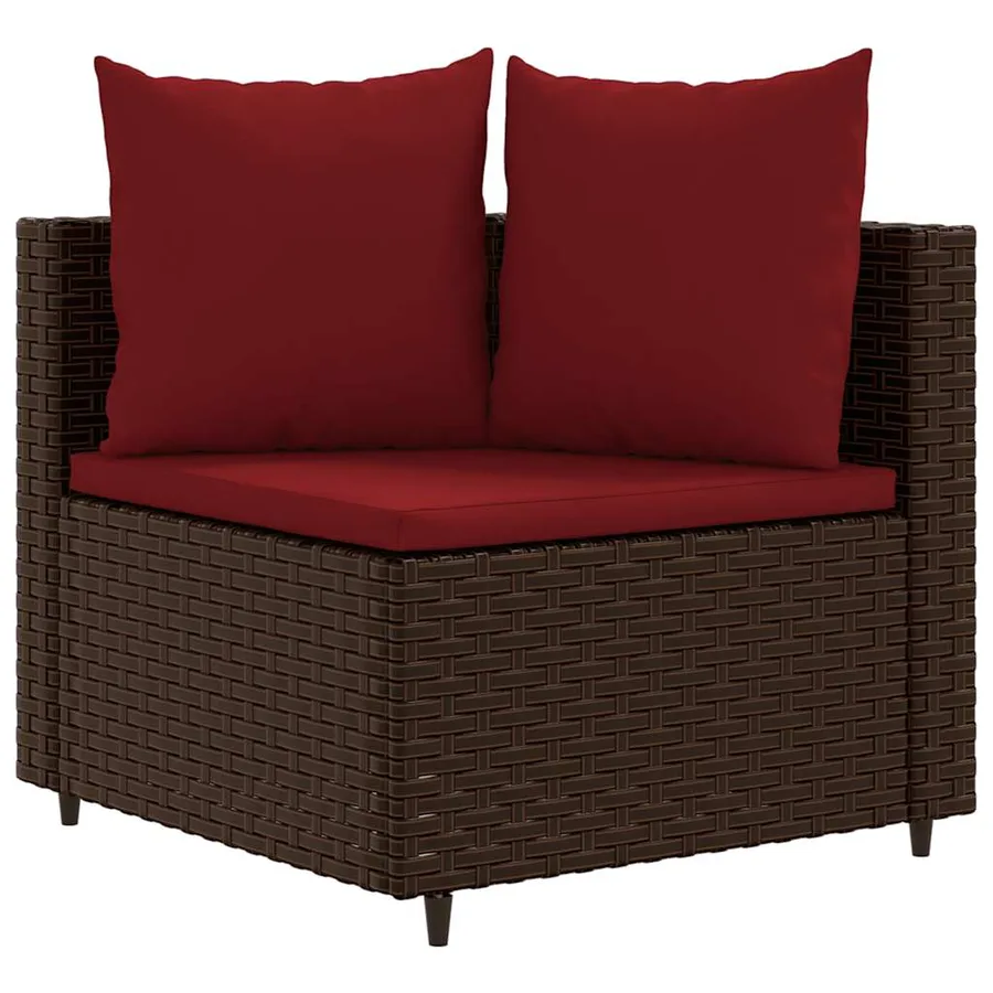 Salon de jardin avec coussins 9 pcs marron résine tressée - 3