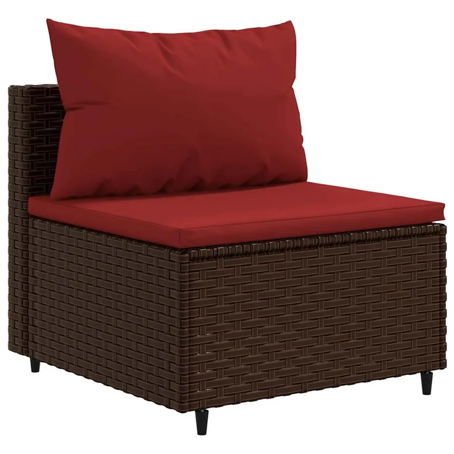 Salon de jardin avec coussins 9 pcs marron résine tressée - 4