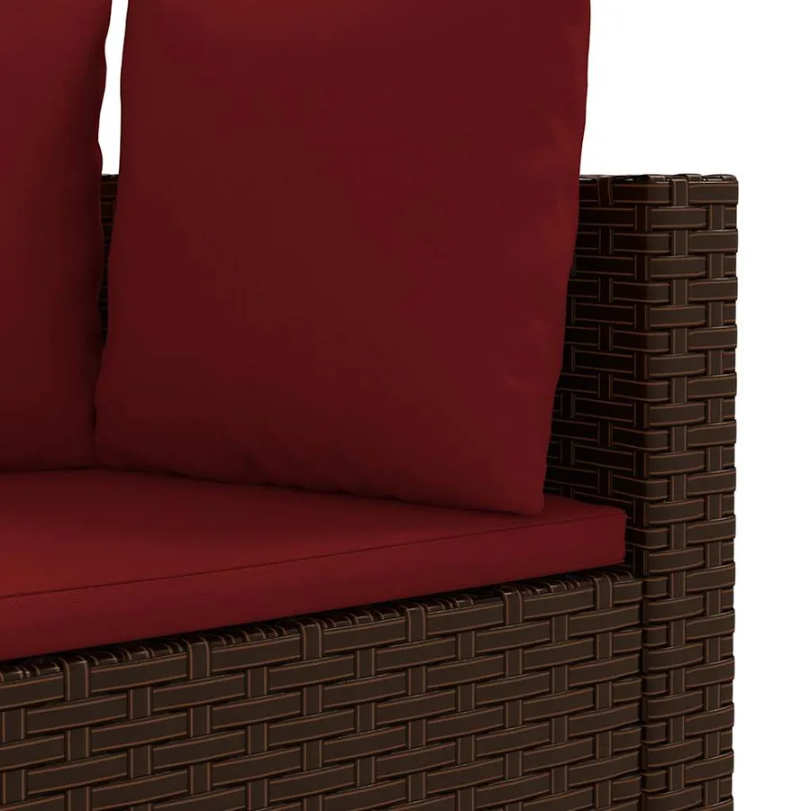 Salon de jardin avec coussins 9 pcs marron résine tressée - 6