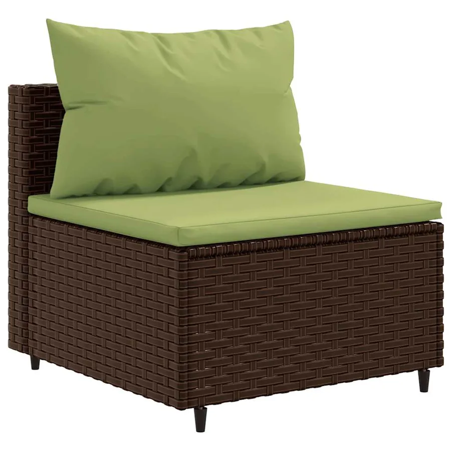 Salon de jardin avec coussins 6 pcs marron résine tressée - 4