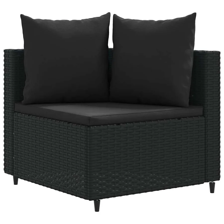 Salon de jardin 5 pcs avec coussins noir résine tressée - 3