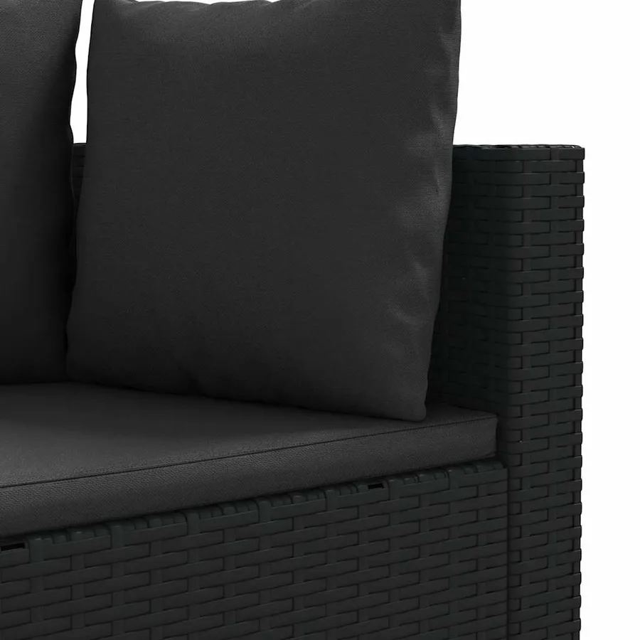 Salon de jardin 5 pcs avec coussins noir résine tressée - 5