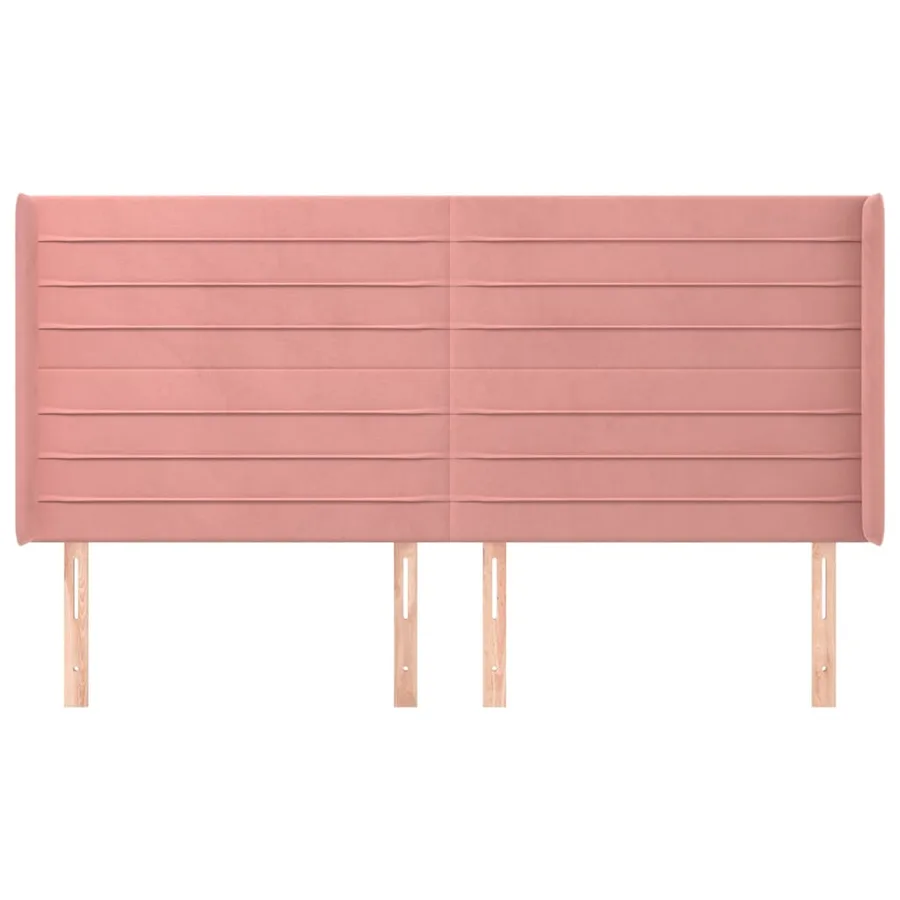 Tête de lit avec oreilles Rose 163x16x118/128 cm Velours - 3
