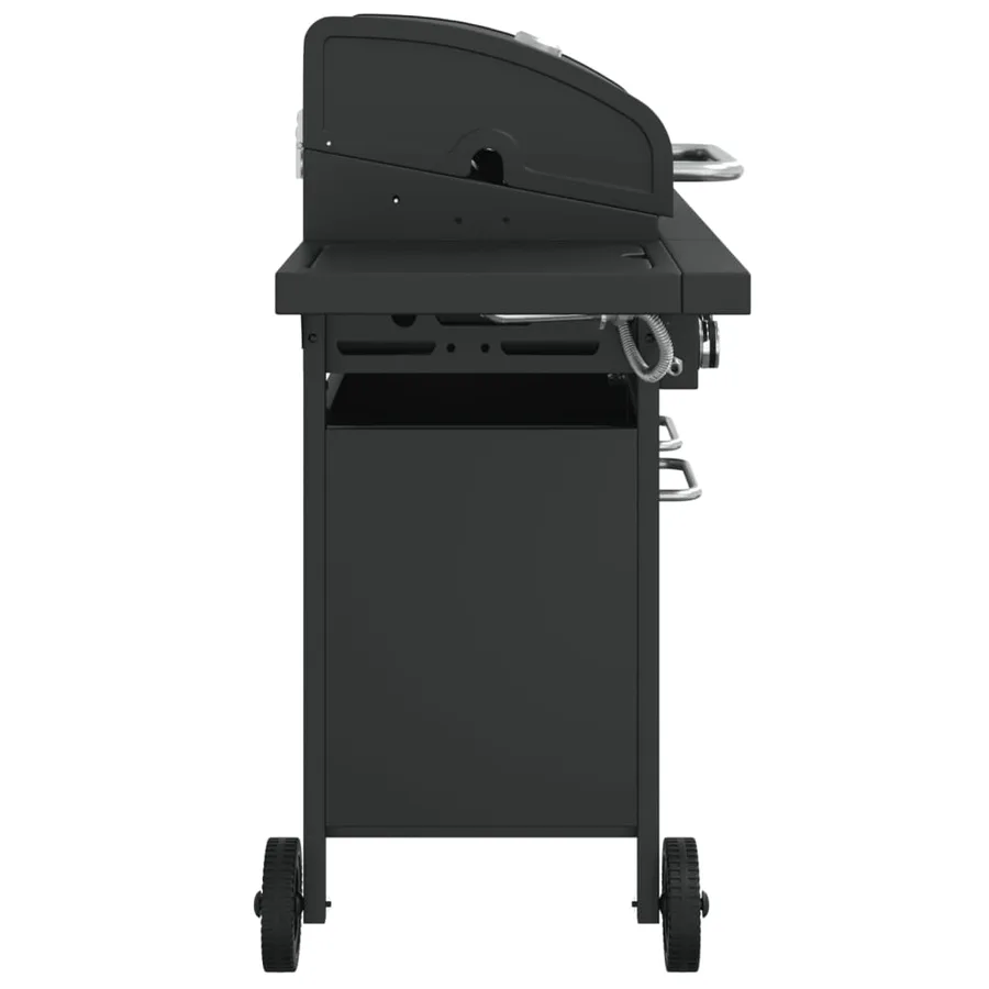Barbecue gril à gaz avec 5 brûleurs noir acier enduit de poudre - 4
