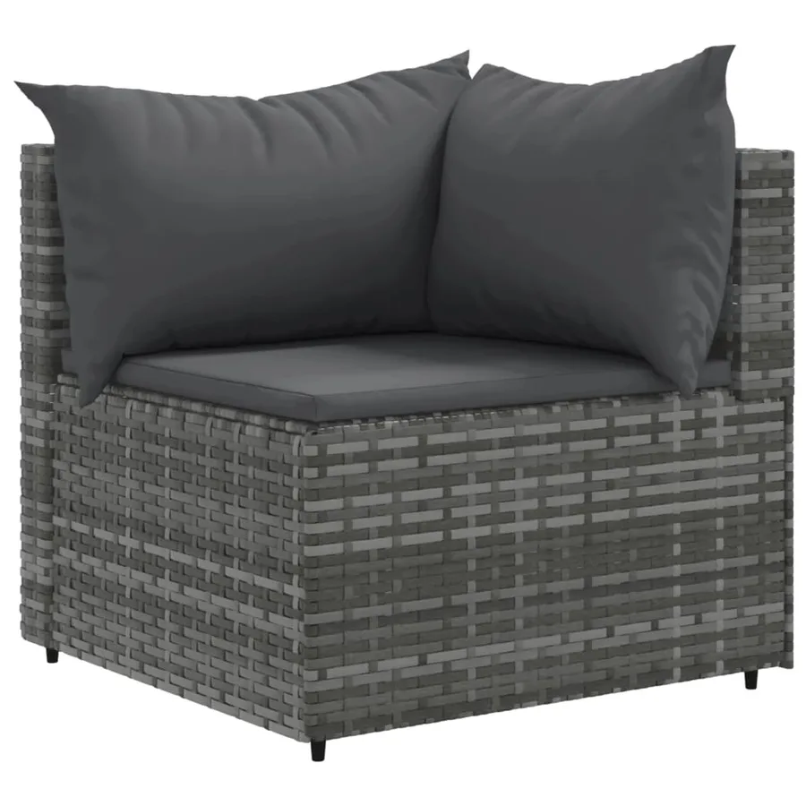 Salon de jardin avec coussins 10 pcs gris résine tressée - 3