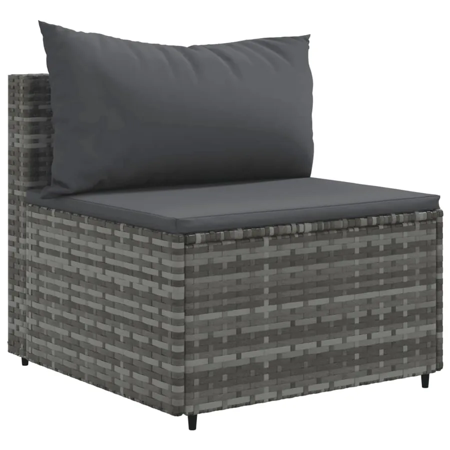 Salon de jardin avec coussins 10 pcs gris résine tressée - 4