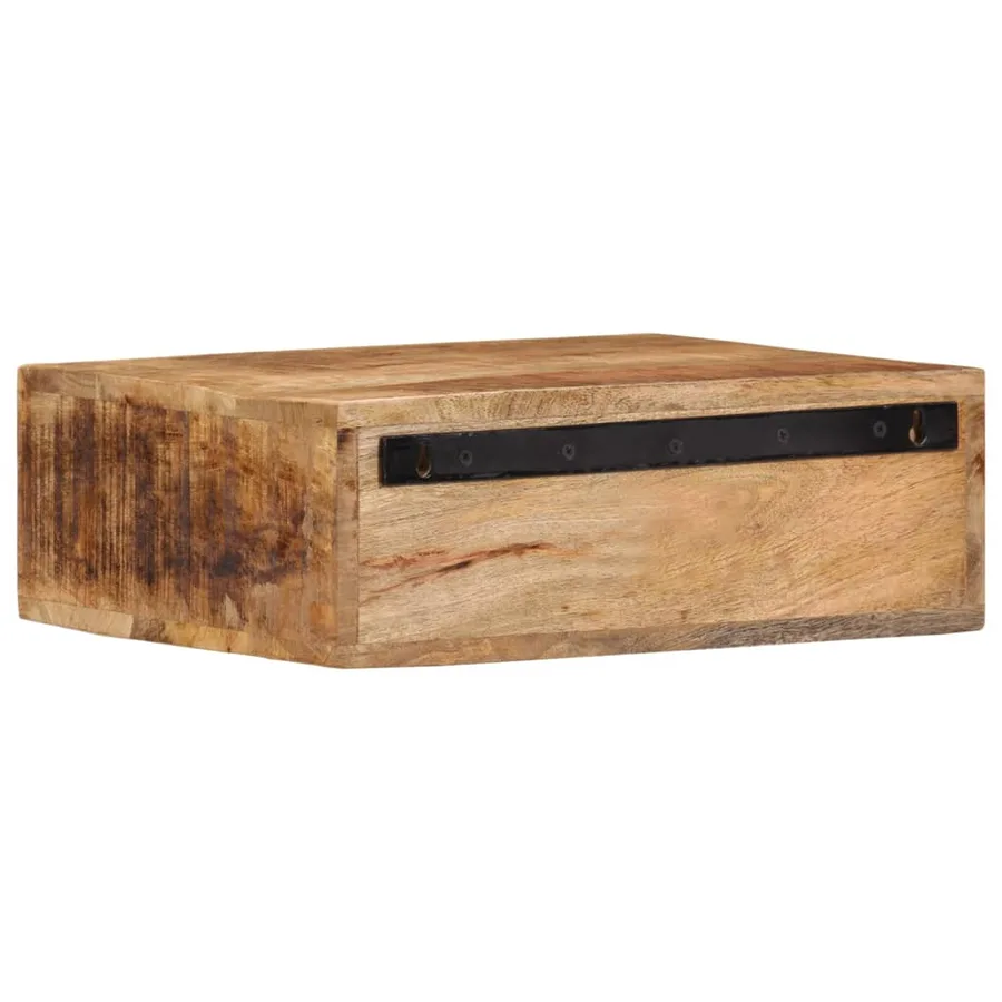 Table de chevet murale 40x30x13,5 cm bois de manguier massif - 5