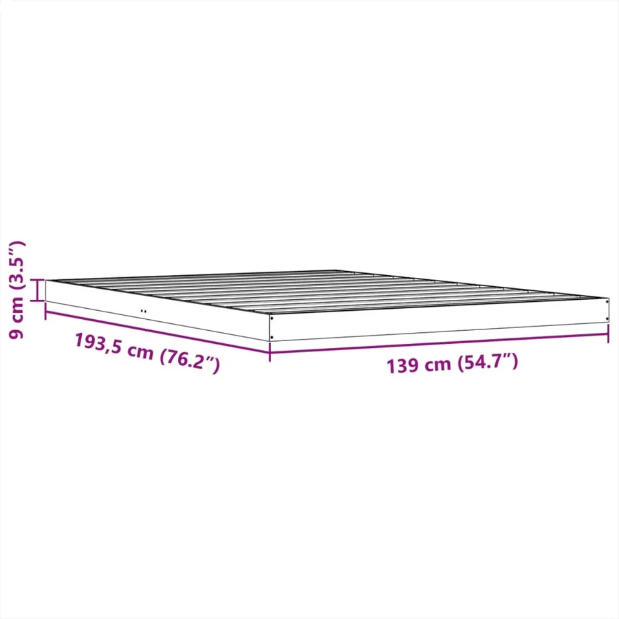 Cadre de lit sans matelas cire marron 135x190cm bois pin massif - 10