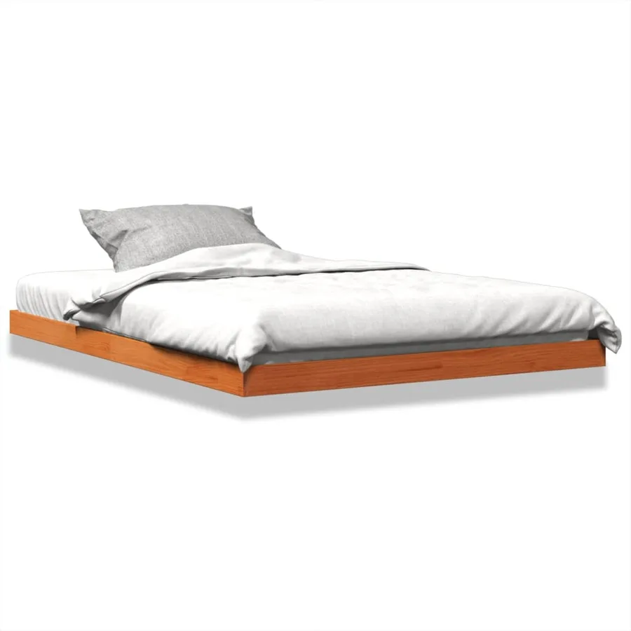 Cadre de lit sans matelas cire marron 135x190cm bois pin massif - 2