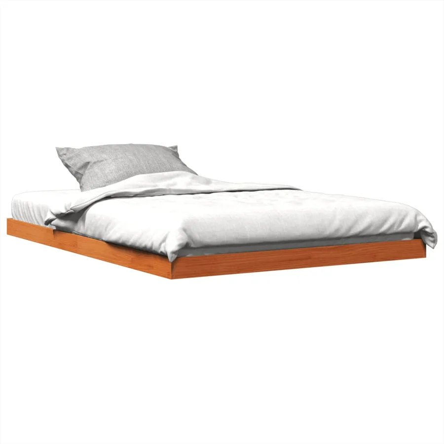 Cadre de lit sans matelas cire marron 135x190cm bois pin massif - 3
