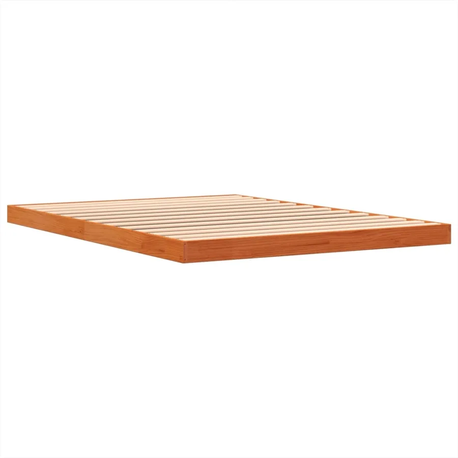 Cadre de lit sans matelas cire marron 135x190cm bois pin massif - 4