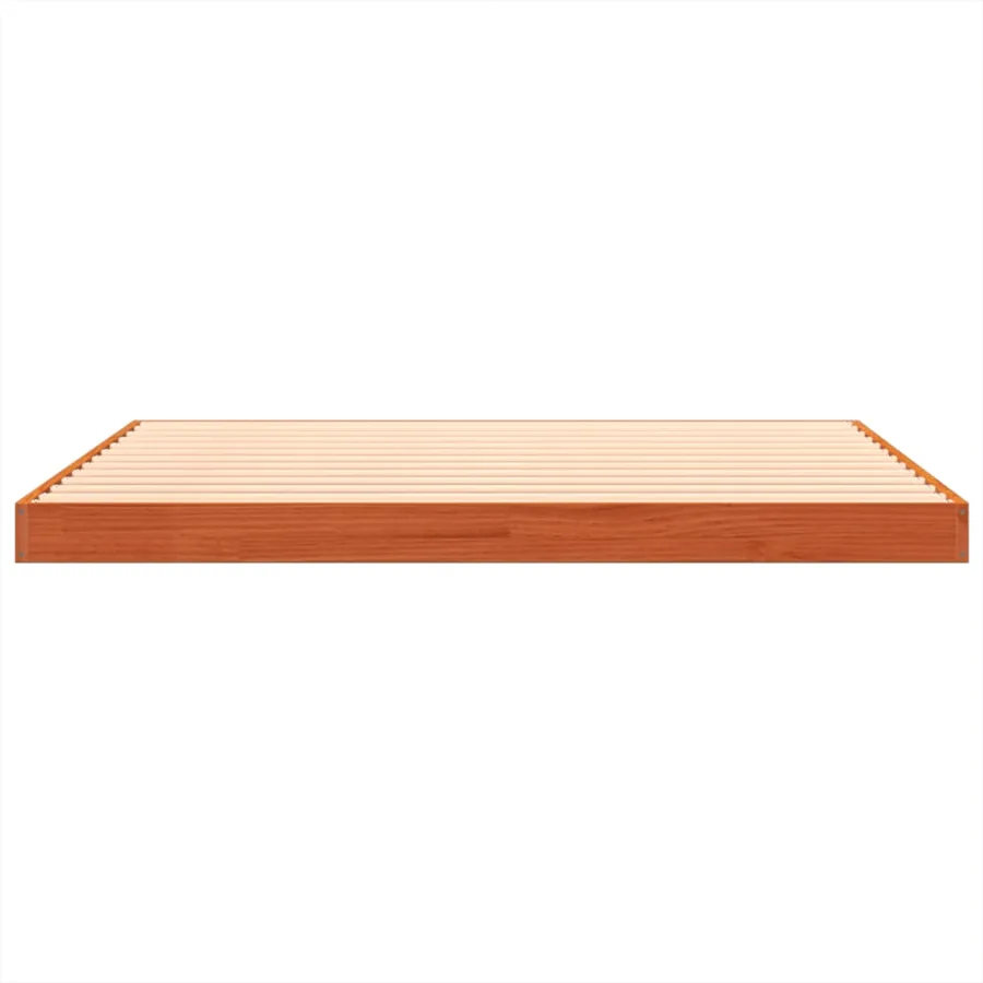 Cadre de lit sans matelas cire marron 135x190cm bois pin massif - 5