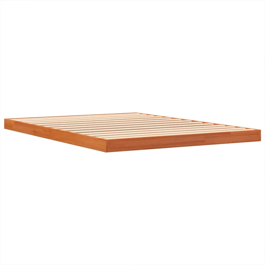 Cadre de lit sans matelas cire marron 135x190cm bois pin massif - 7