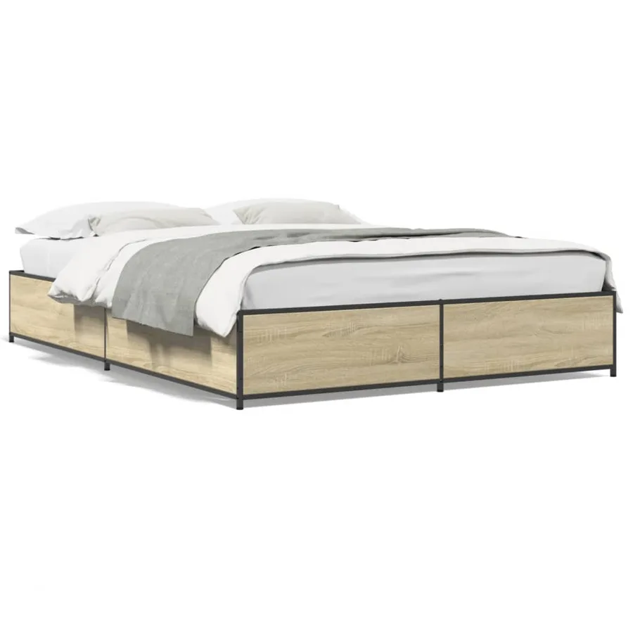 Cadre de lit sans matelas chêne sonoma 120x200 cm - 2