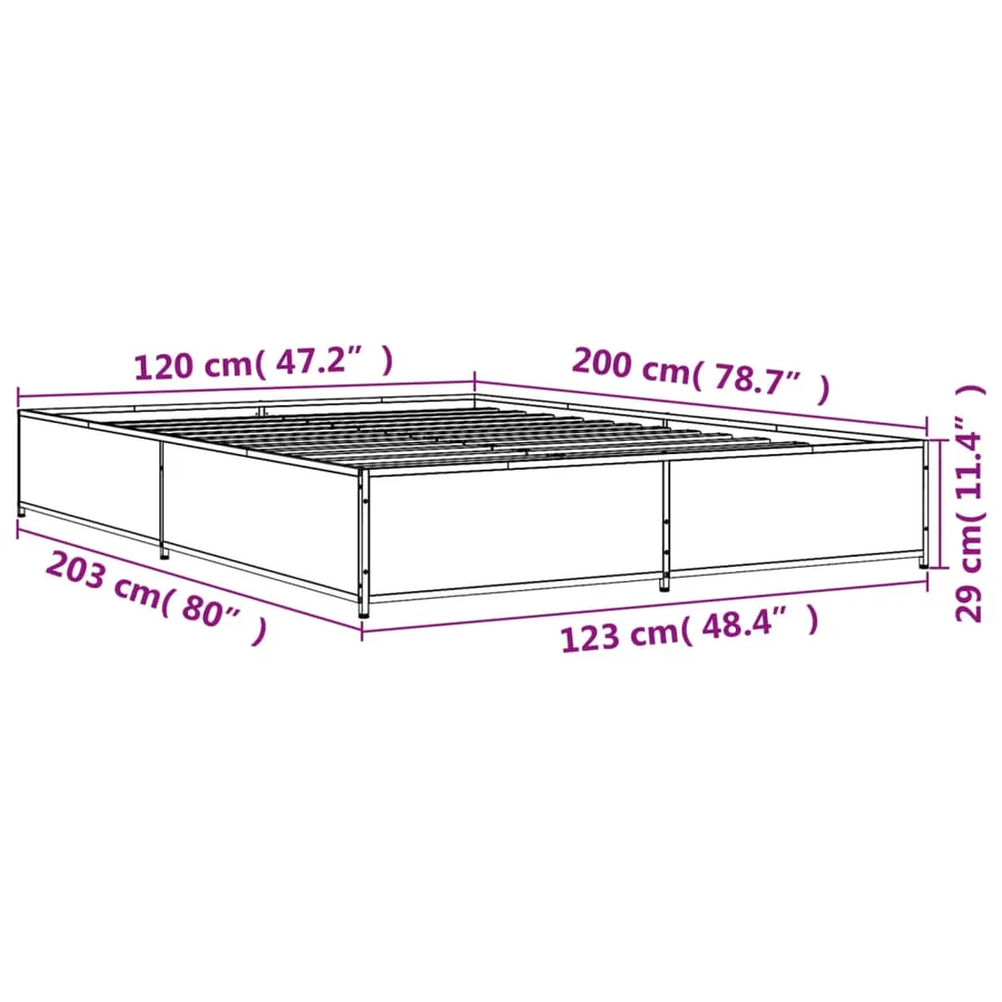 Cadre de lit sans matelas chêne sonoma 120x200 cm - 9