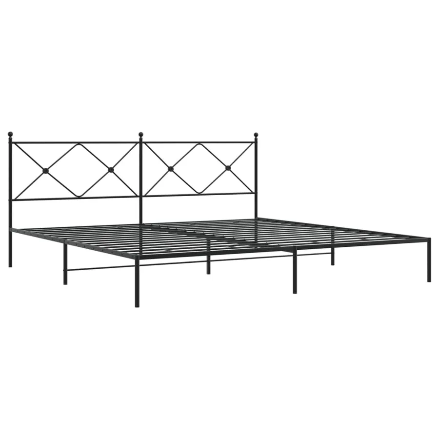 Cadre de lit métal sans matelas avec tête de lit noir 200x200cm - 3