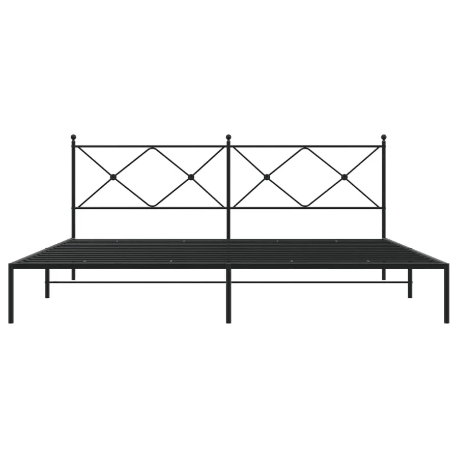 Cadre de lit métal sans matelas avec tête de lit noir 200x200cm - 4